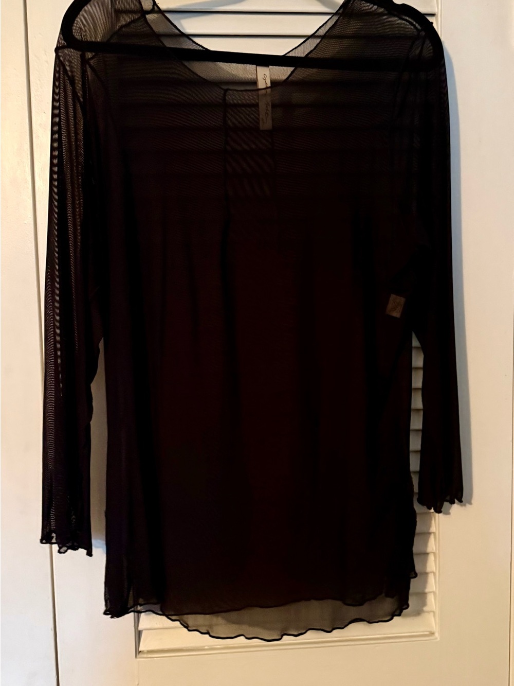 Semi-Sheer Black Long-Sleeve Women's Top
